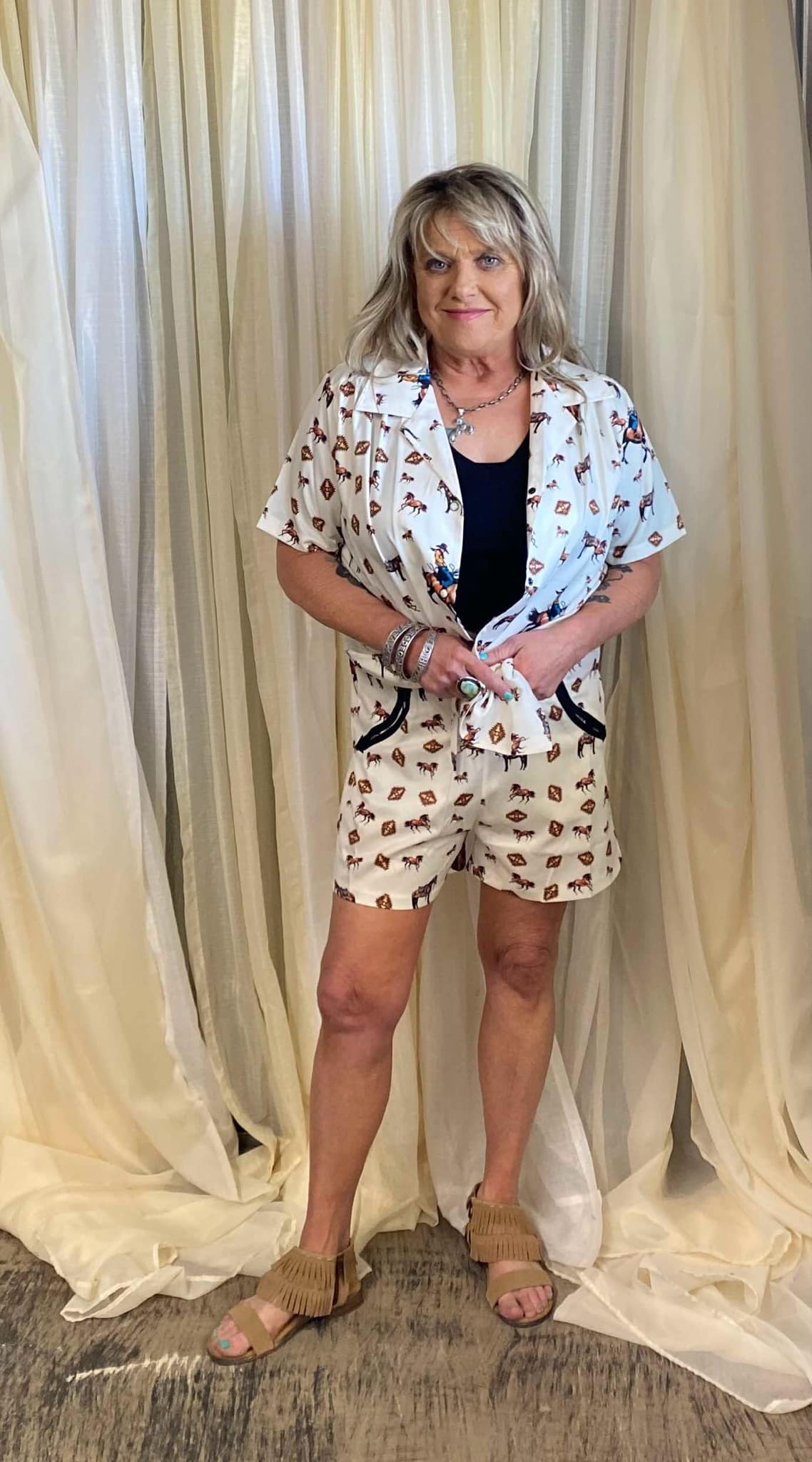 L&B Western Print Short Set