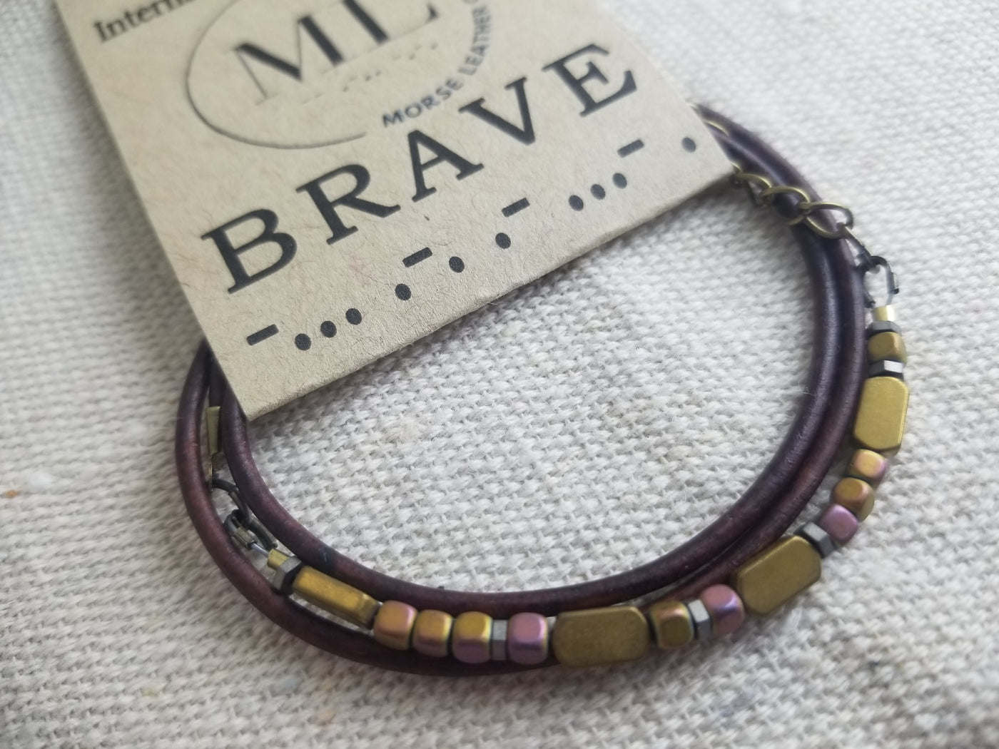 Brave- Morse Code Wrap Bracelet