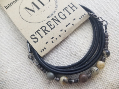 Strength- Morse Code Wrap Bracelet