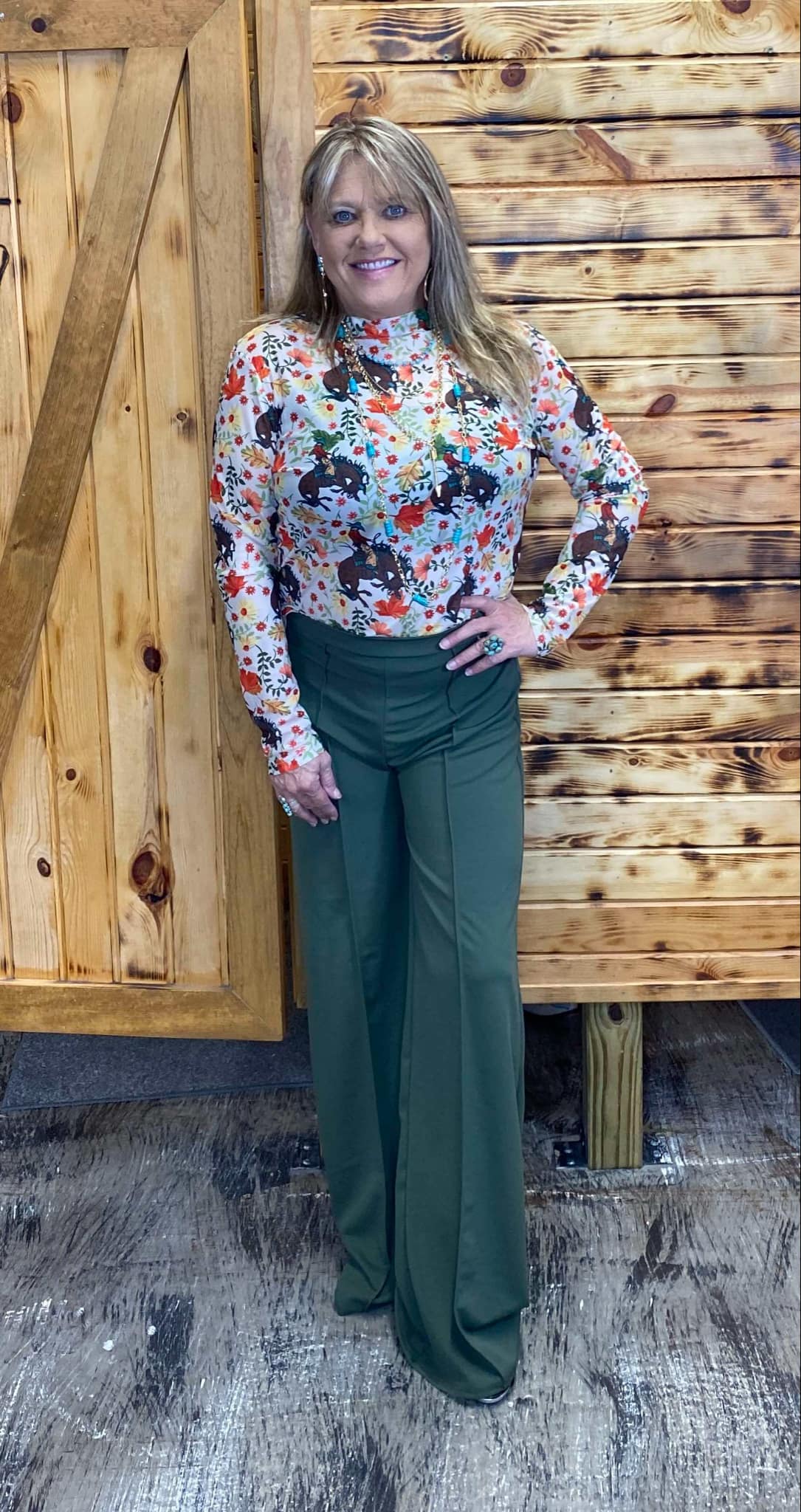 SALE- L&B Olive Dress Pants with Front Seam