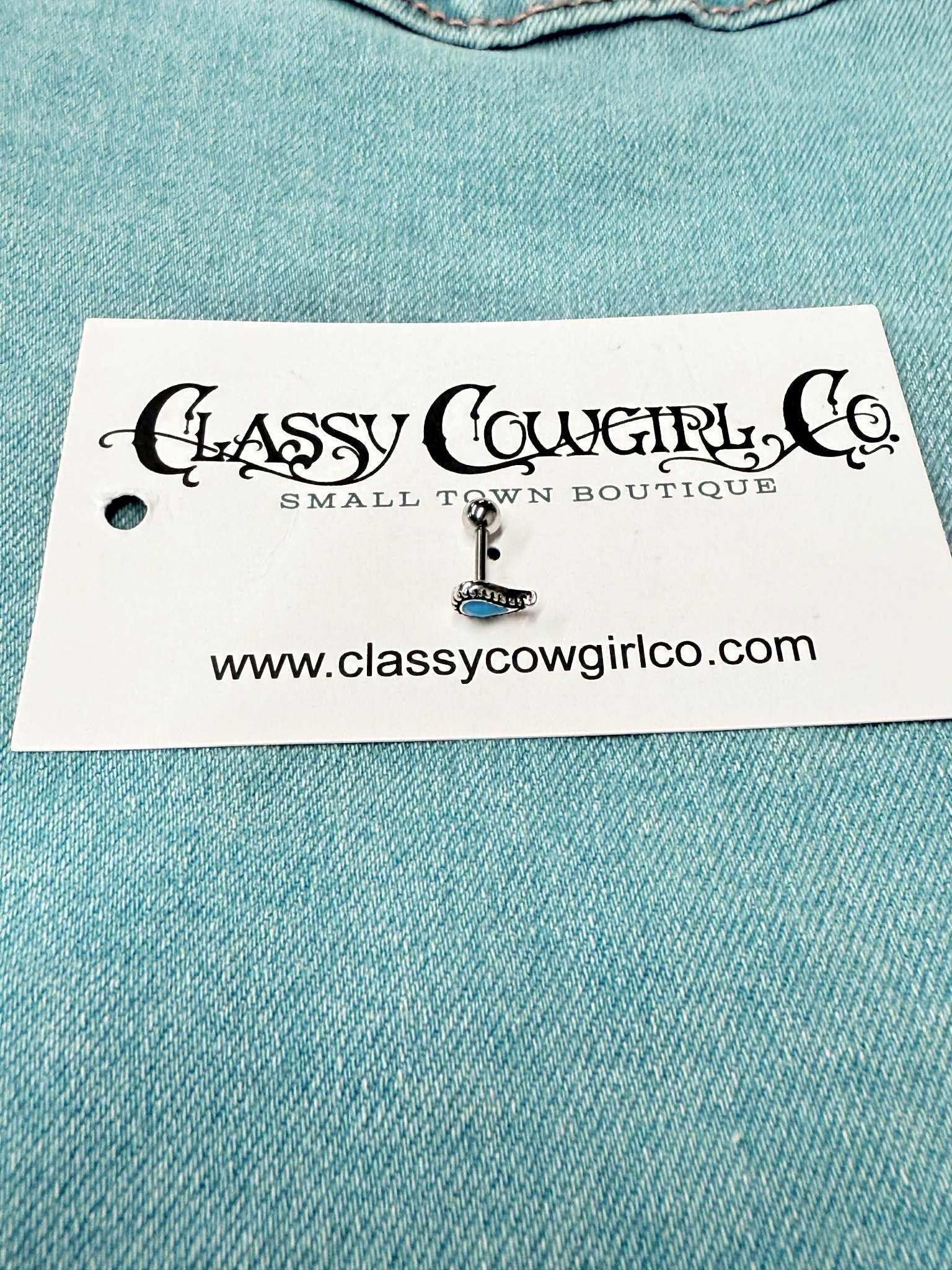 316L Stainless Steel Aqua Teardrop Cartilage Earring CTS298