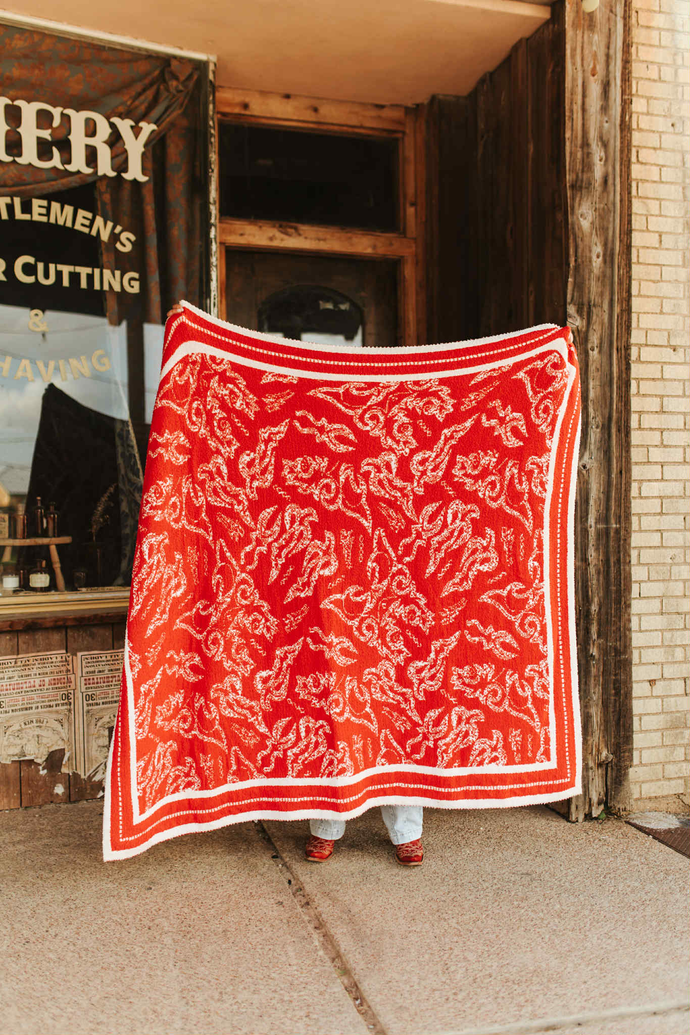 Red & White Boot Stitch Blanket