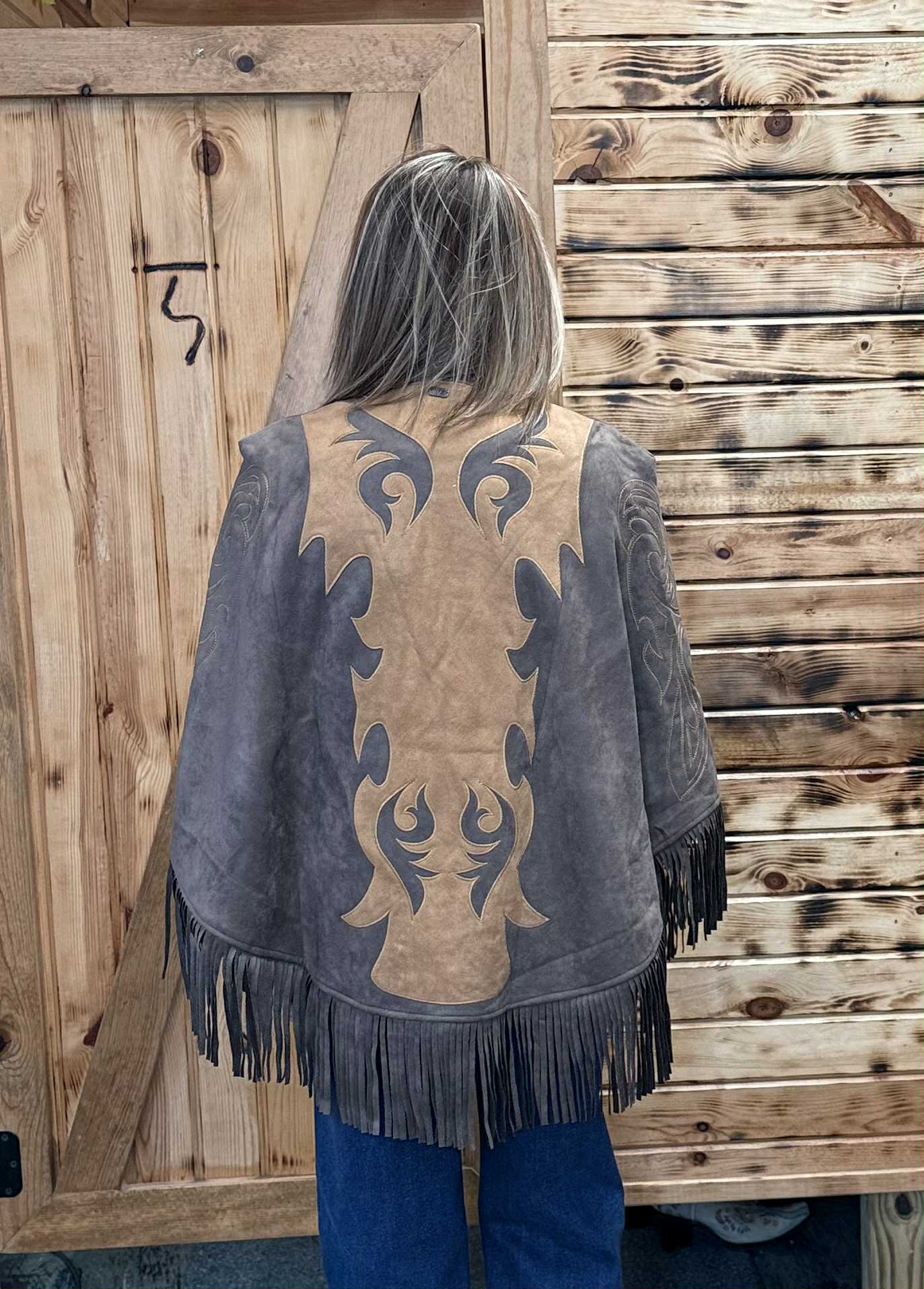 L&B Brown & Mocha Fringe Cape