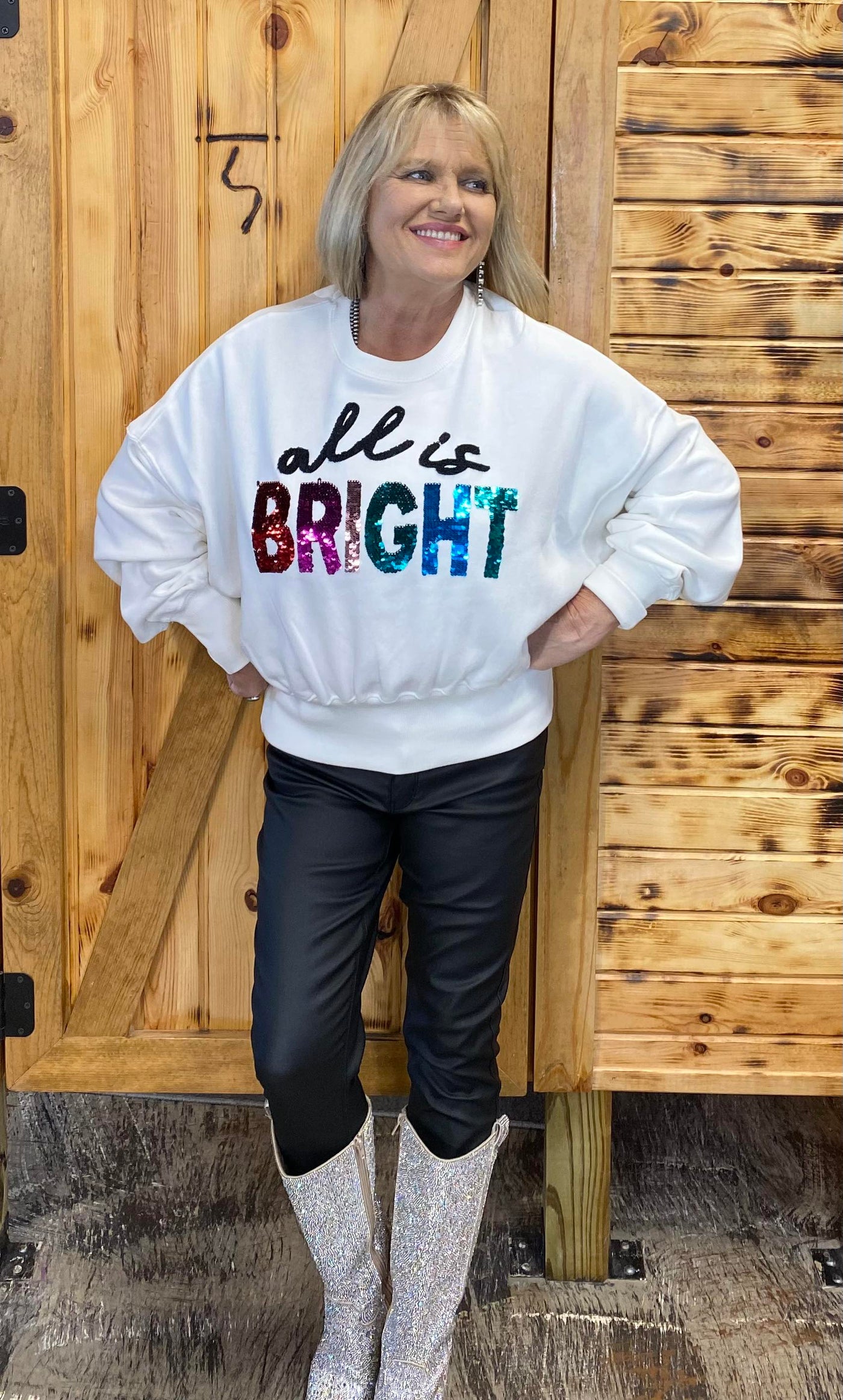 SALE- All is Bright Sequin & Chenille Sweatshirt from August Bleu