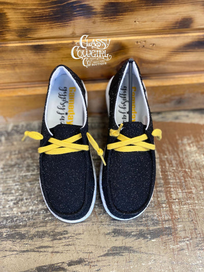 SALE- Game Day Glitter Sneakers - Black & Gold