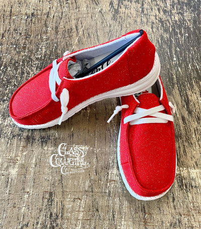SALE- Game day Glitter Sneakers- Red & White