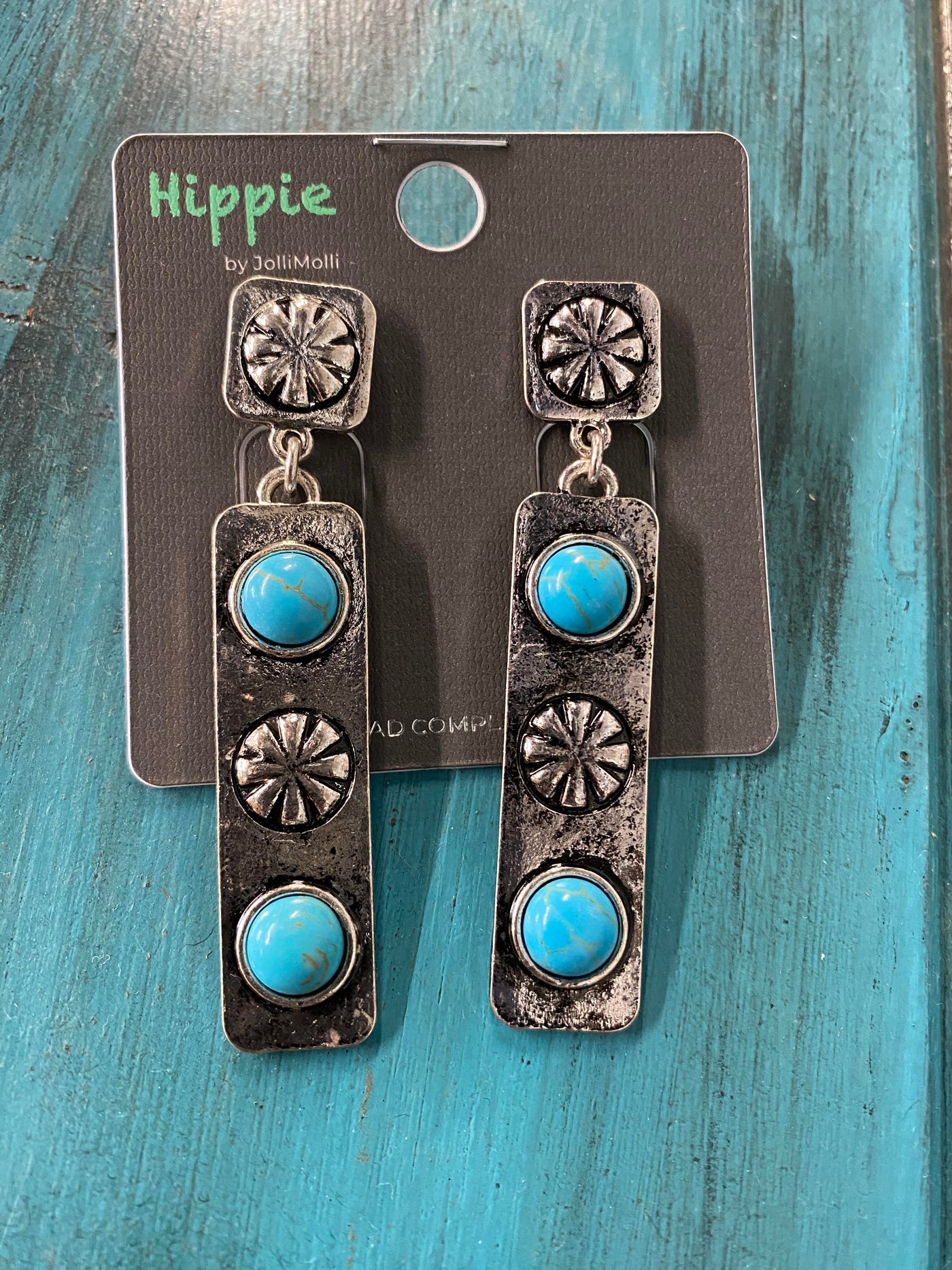 Hippie Faux Turquoise Earrings