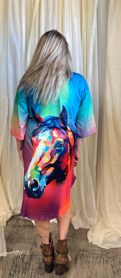 L&B Horse Print Pearl Snap Dress or Cardigan