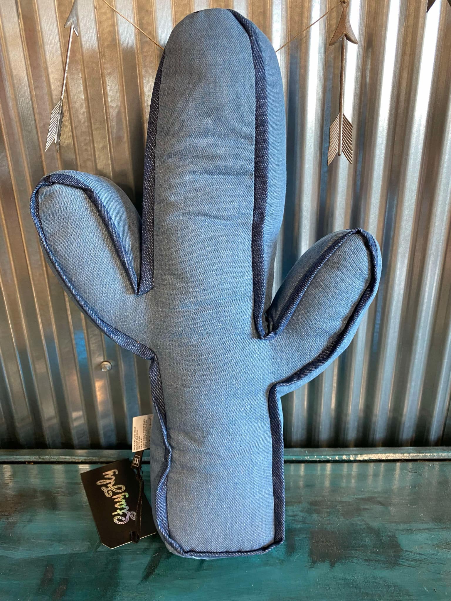 Kick a Cactus Pillow- Denim