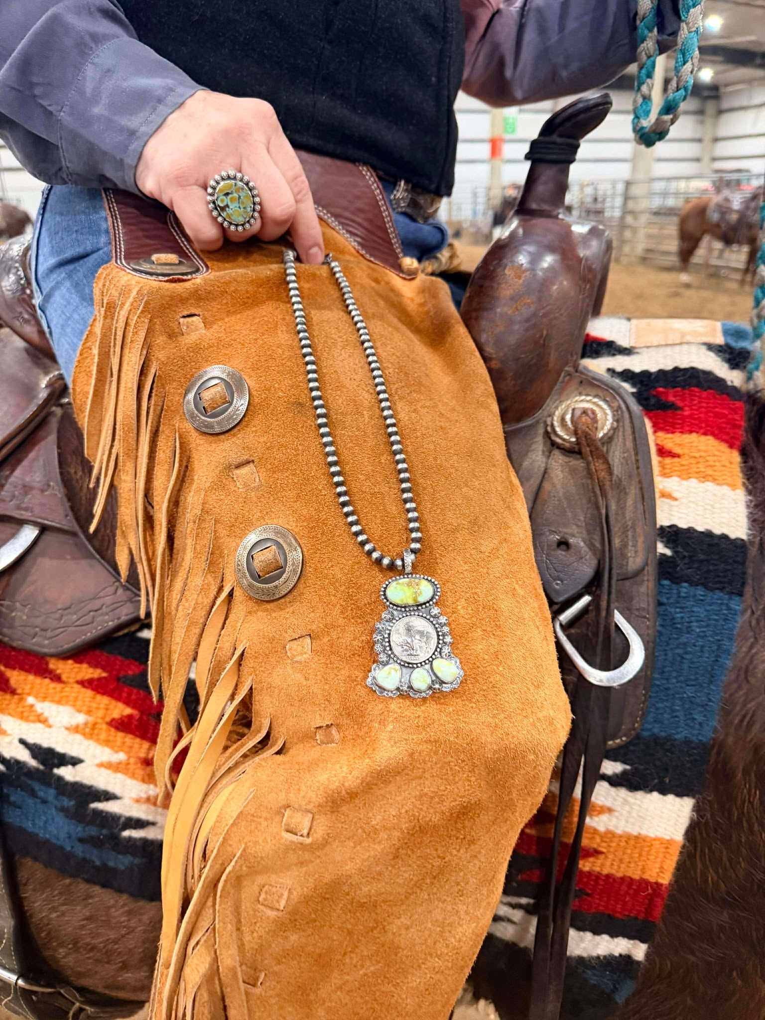 Cowgirl Cutters- Palomino & 1930 Buffalo Coin Pendant with Sterling Silver Pearls