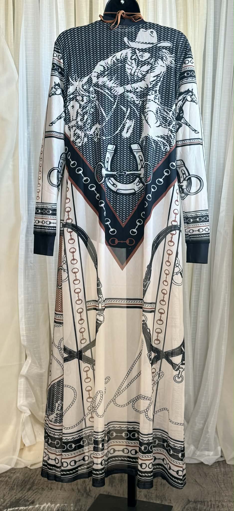 L&B Western Print Mesh Duster Cardigan – Long Cowgirl Graphic Duster