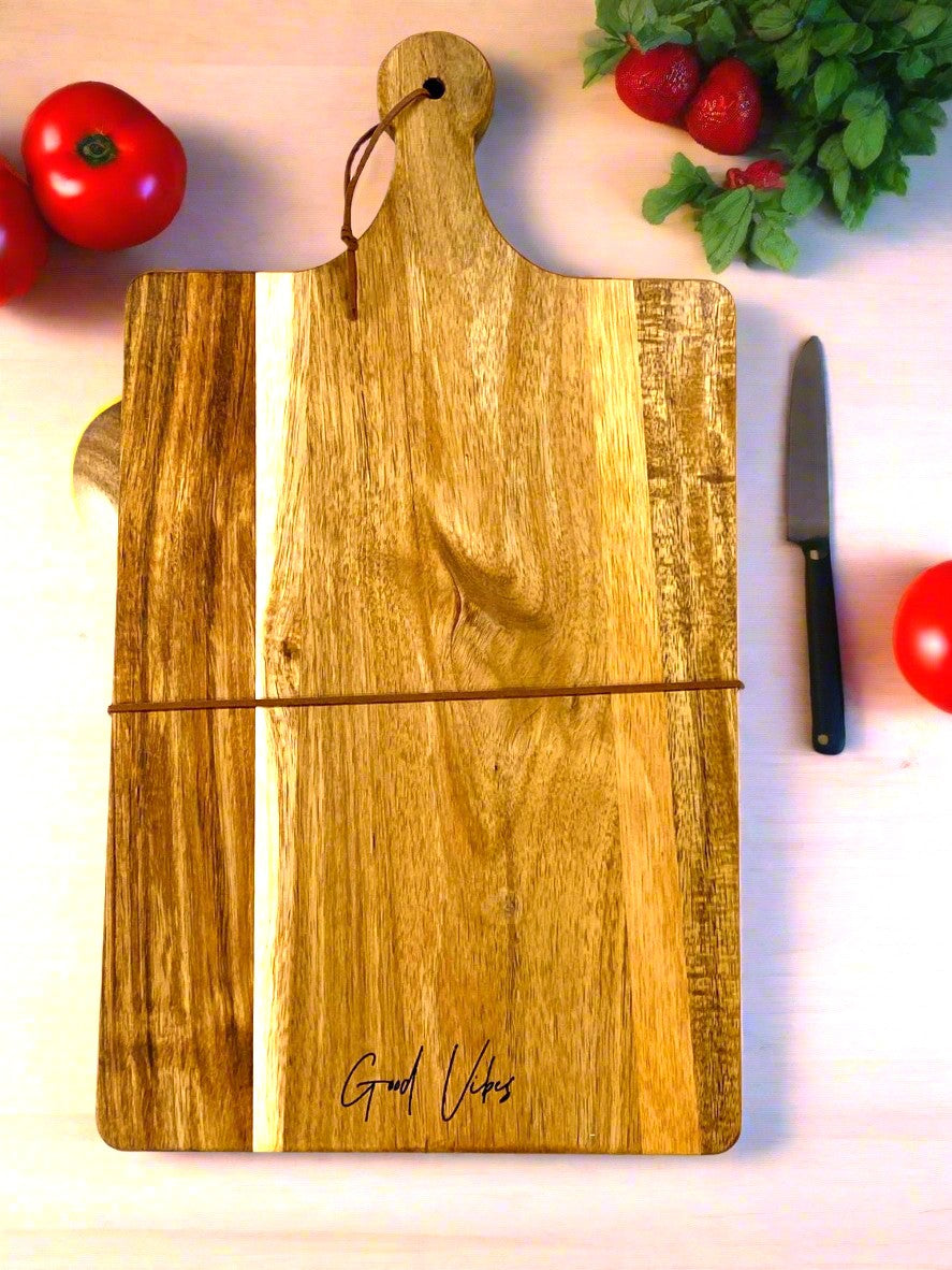 Custom Wood Cutting Board Set with Spoon & Towel