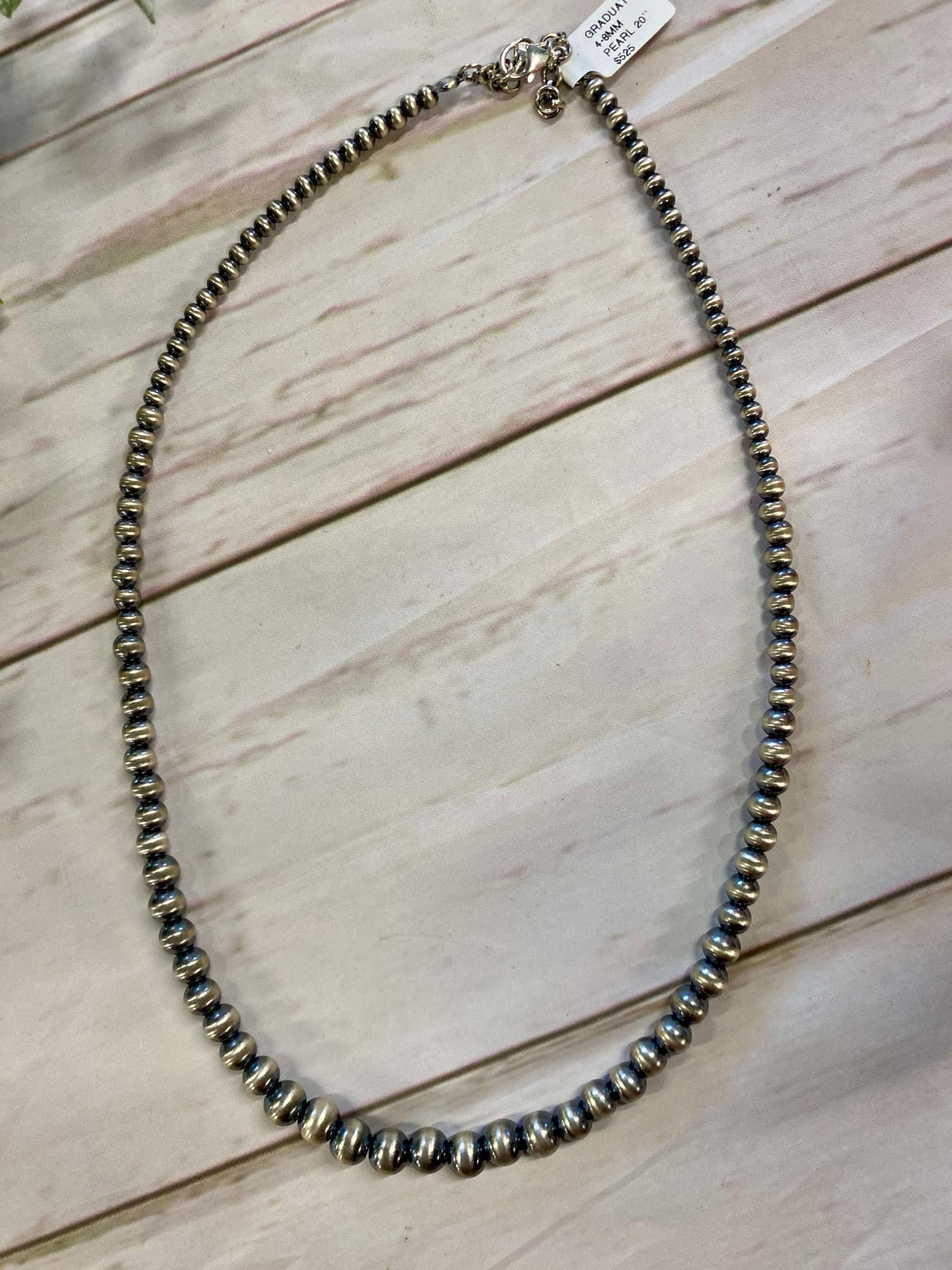 Sterling Silver Graduated Pearl Necklace 4-8mm