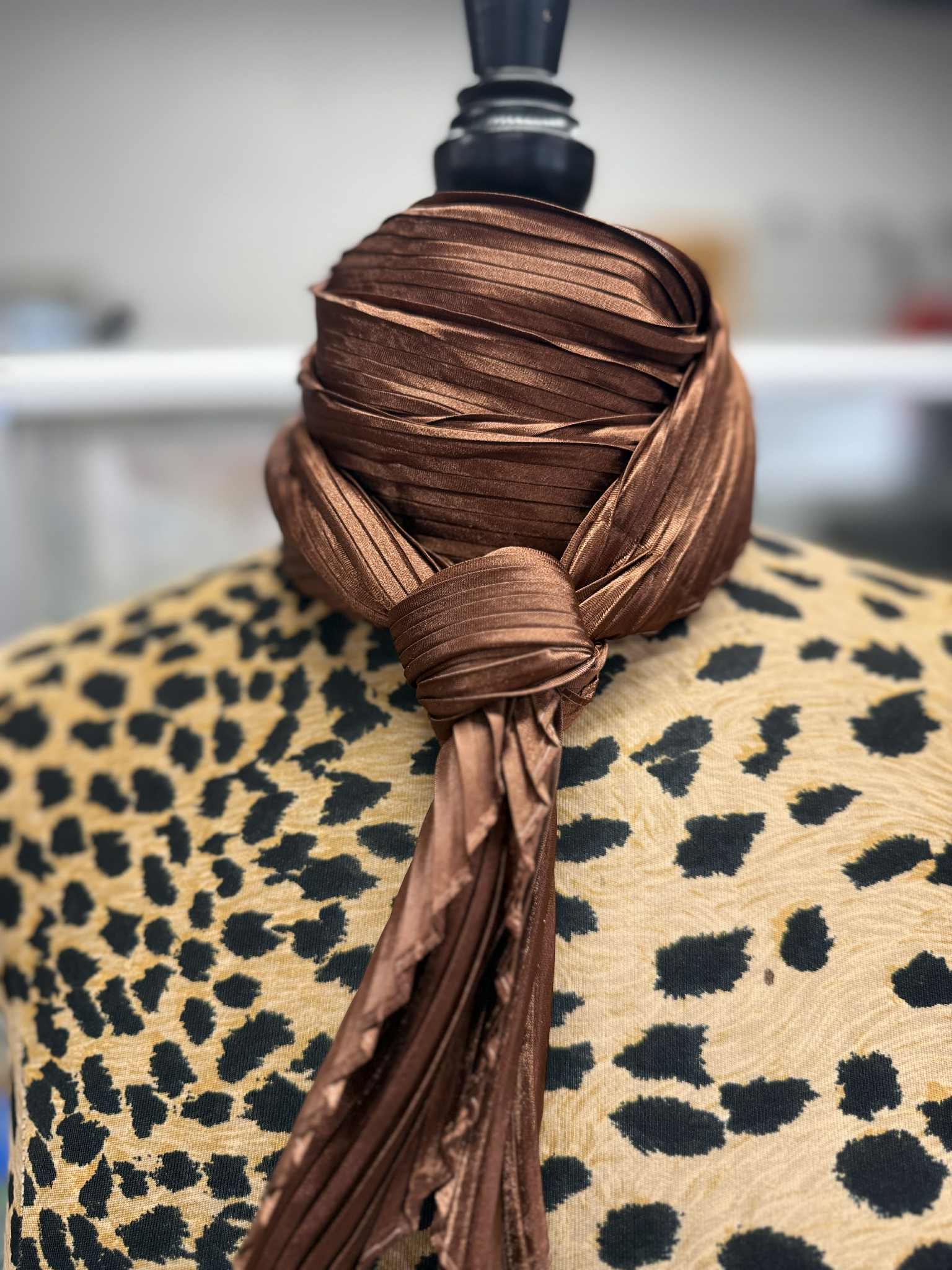 Pasadena Pleated Wild Rag- Coffee