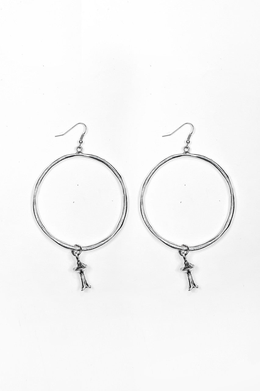 Hammered Hoop with Blossom Charm E715