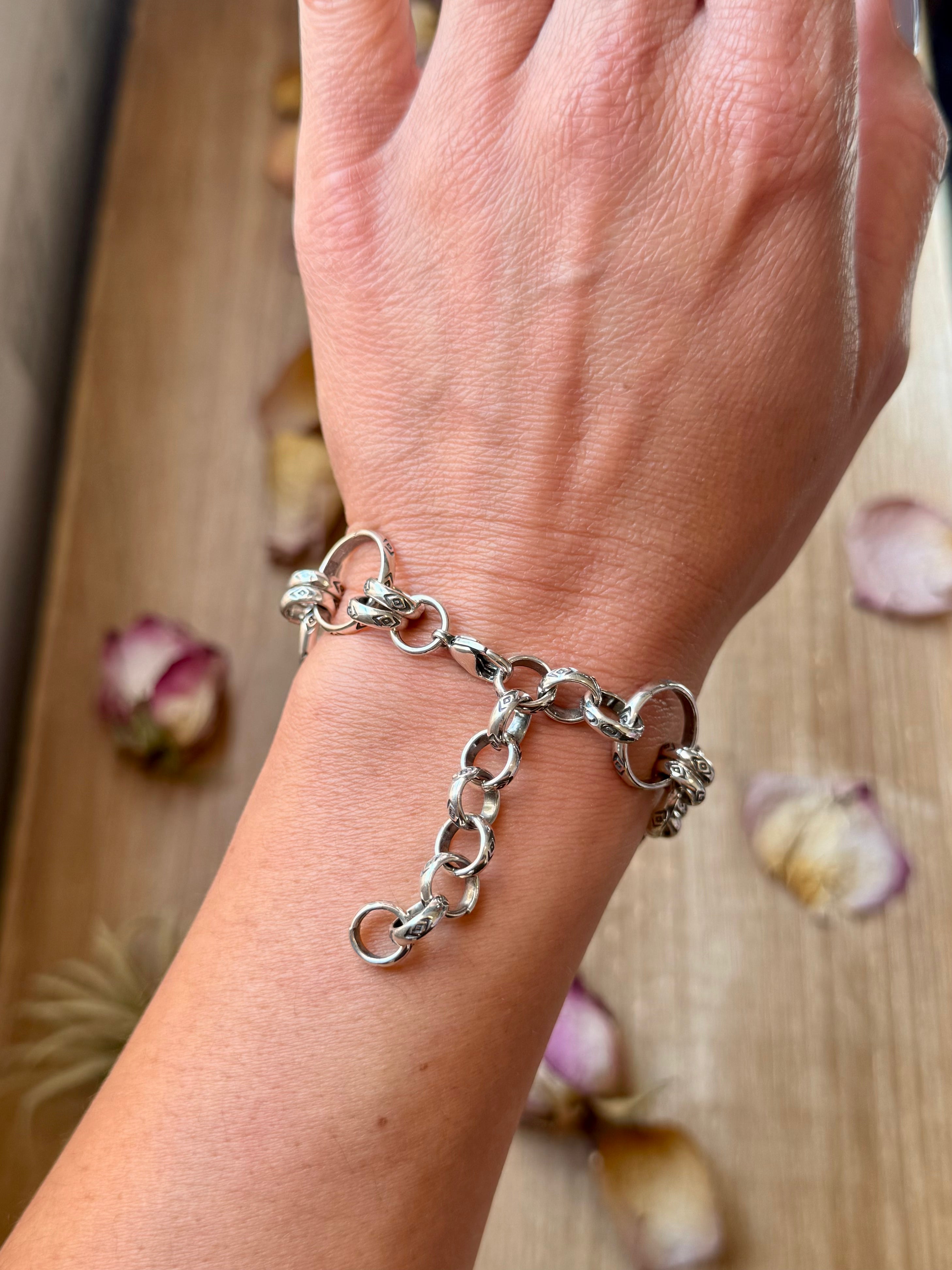 Sterling Silver Medicine Man Eye Charm Chain – 7" + 2" Extender – Artist Jason Ogg