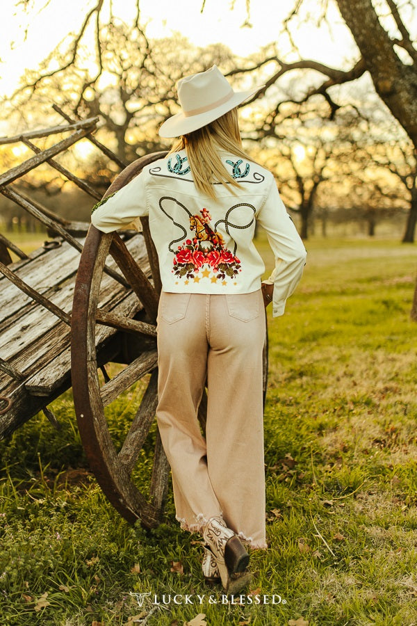 L&B Rodeo Cowgirl Cactus Cropped Pearl Snap Shirt