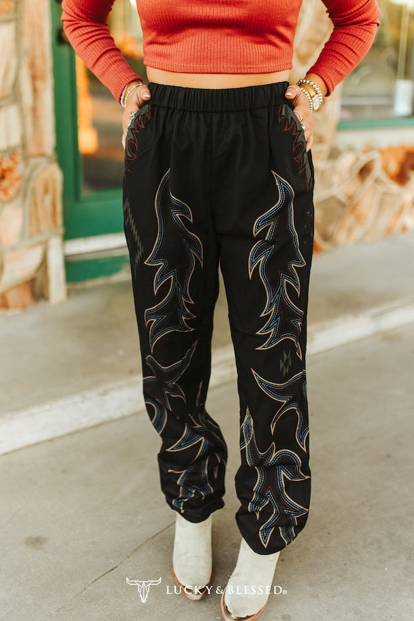 L&B Black Boot Stich Joggers