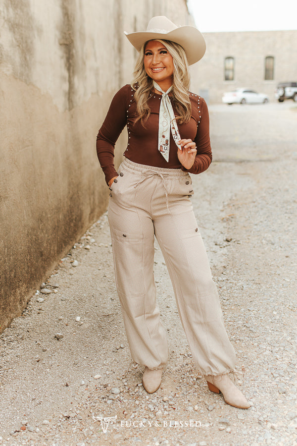 L&B Camel Plaid Cargo Pants