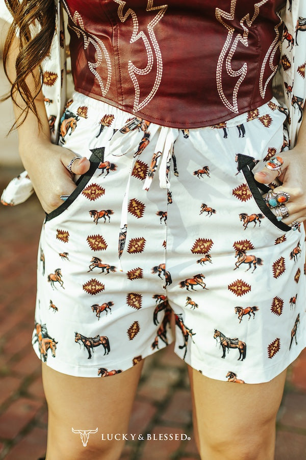 L&B Western Print Short Set