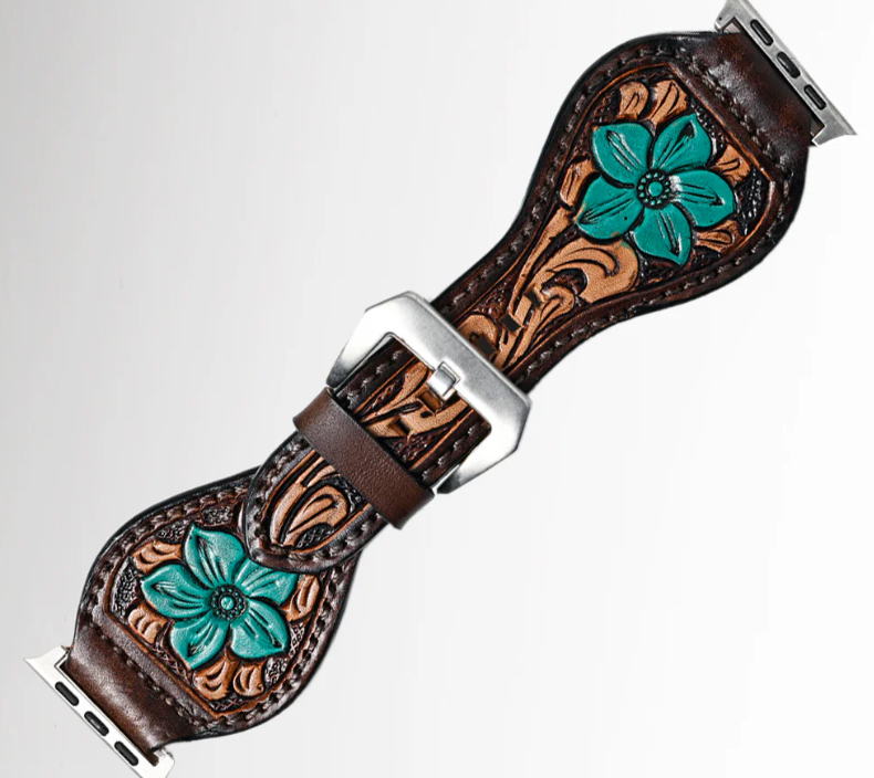Tooled Floral Apple Watch Band ADWAR109