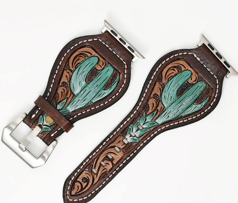 Cactus Tooled Apple Watch Band ADWAR-154