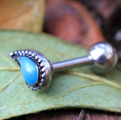 316L Stainless Steel Aqua Teardrop Cartilage Earring CTS298