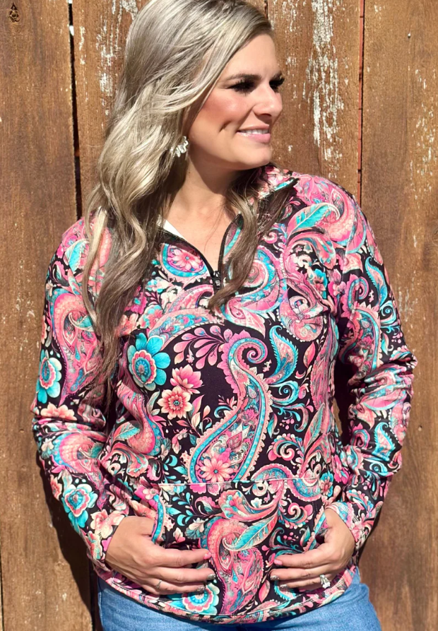 Sterling Kreek Midnight Bloom Paisley Pullover