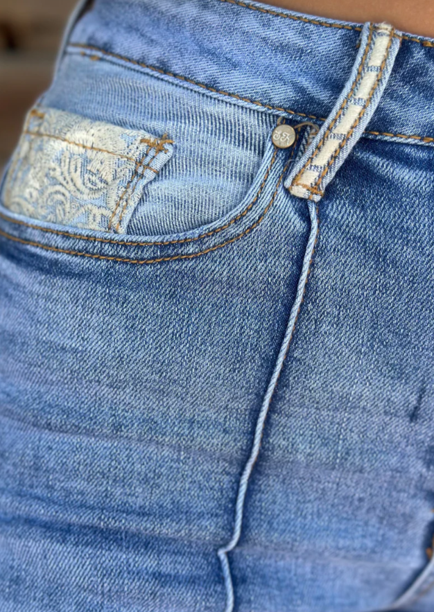 Sterling Kreek Embroidered Cuff Jeans