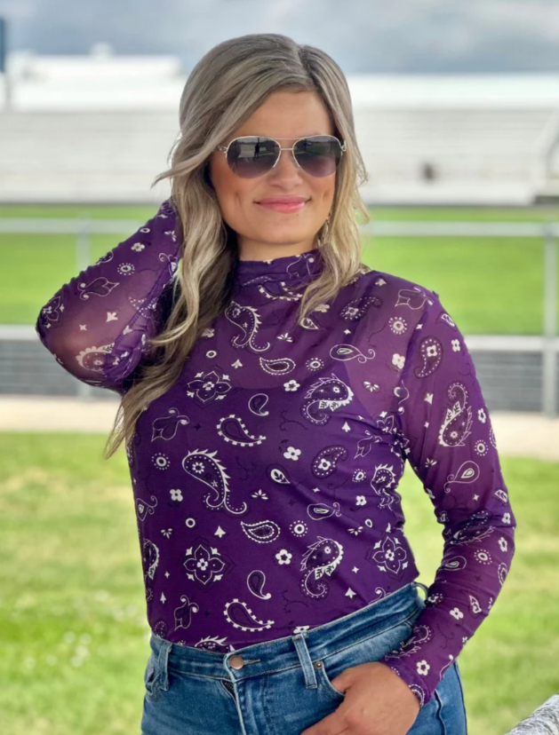Bandana Babe Purple Mesh Top