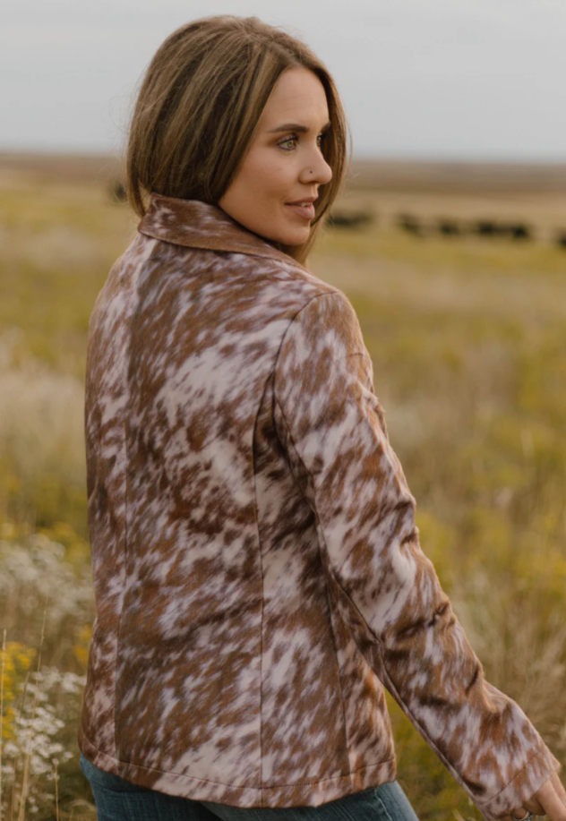 Sterling Kreek Cows Come Home Cow Print Blazer