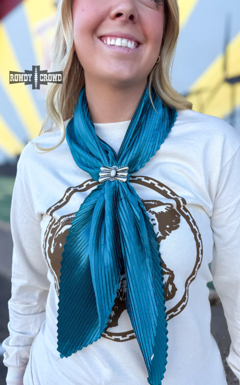 Pasadena Pleated Wild Rag- Teal Blue