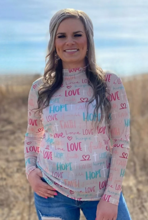 Faith, Hope & Love Mesh Top