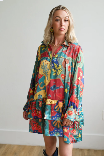 Hey Cowboy Satin Dress