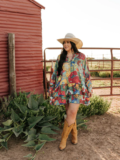 Hey Cowboy Satin Dress