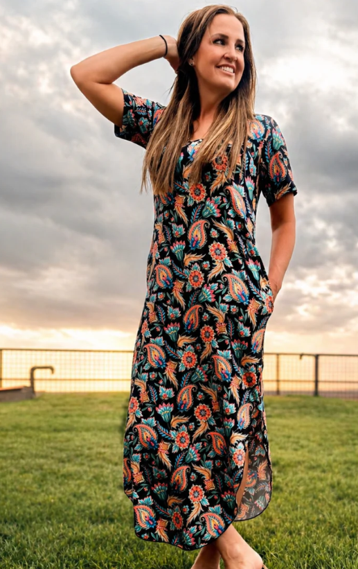Sterling Kreek Painted Bloom Paisley Maxi Dress