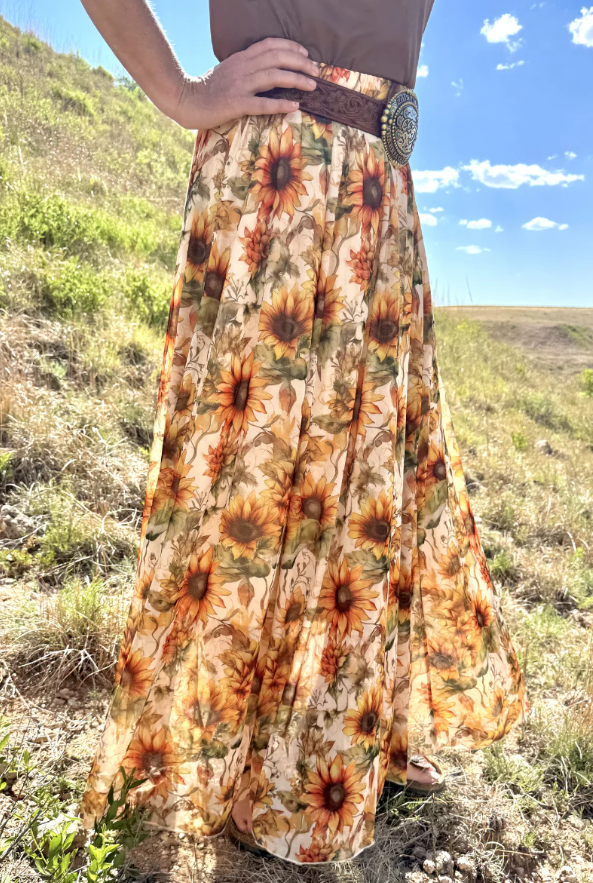 Sterling Kreek Golden Sunflower Maxi Skirt