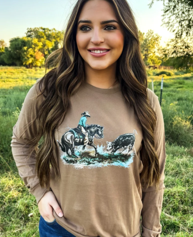 Painted Cowboy Cutter Long sleeve Tee