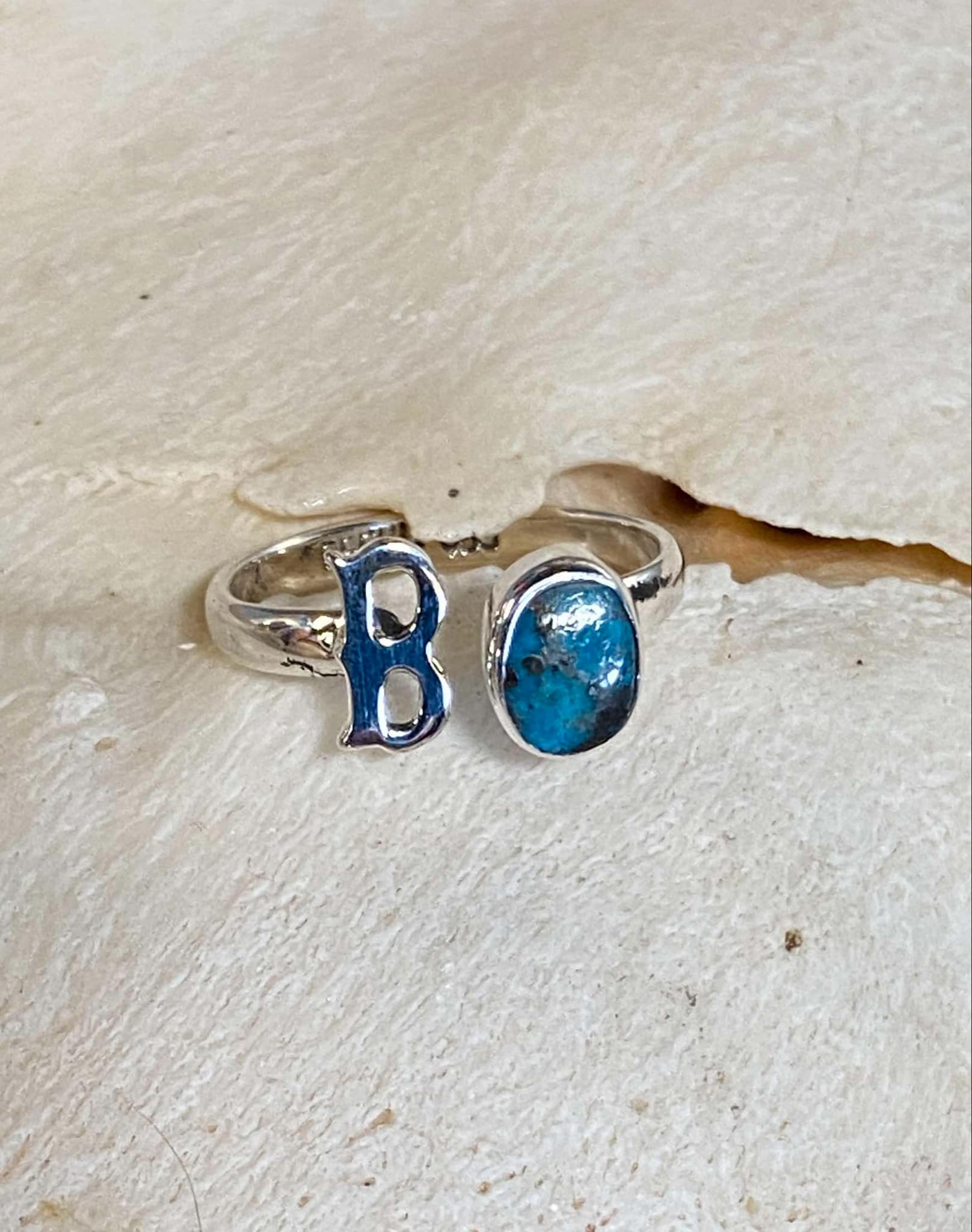 Handcrafted Sterling Silver & Turquoise Initial Rings