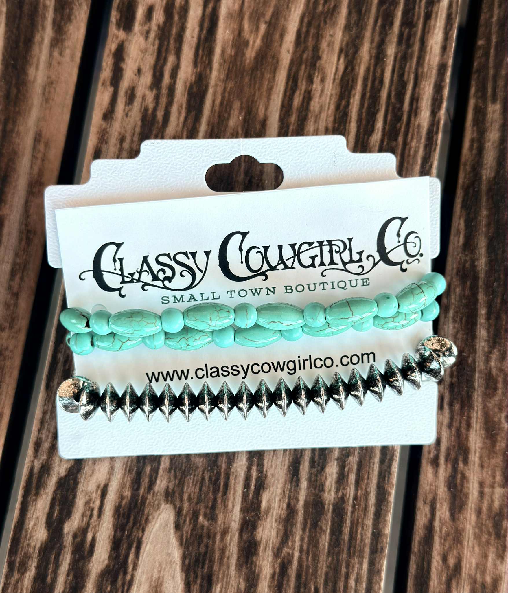 3 Strand Stone and Silver Disc Bead Stretch Bracelet- BR1400