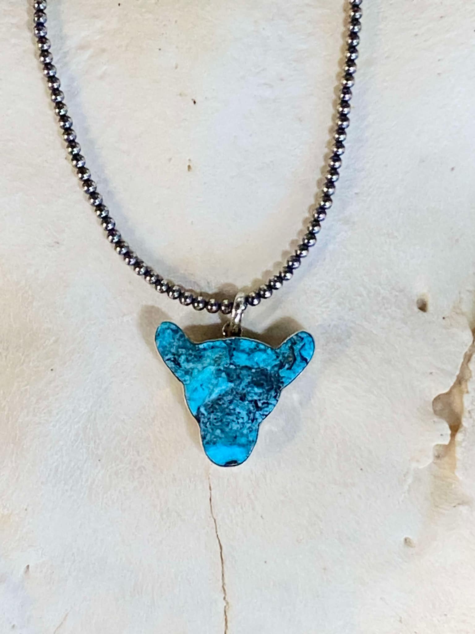 SALE- Kingman turquoise Bear Pendant