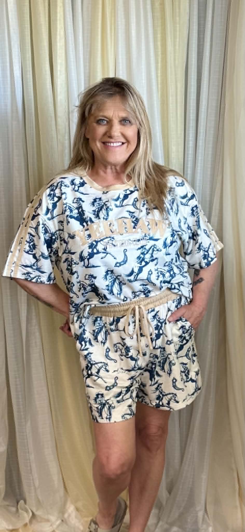 L&B Western Print Short Set