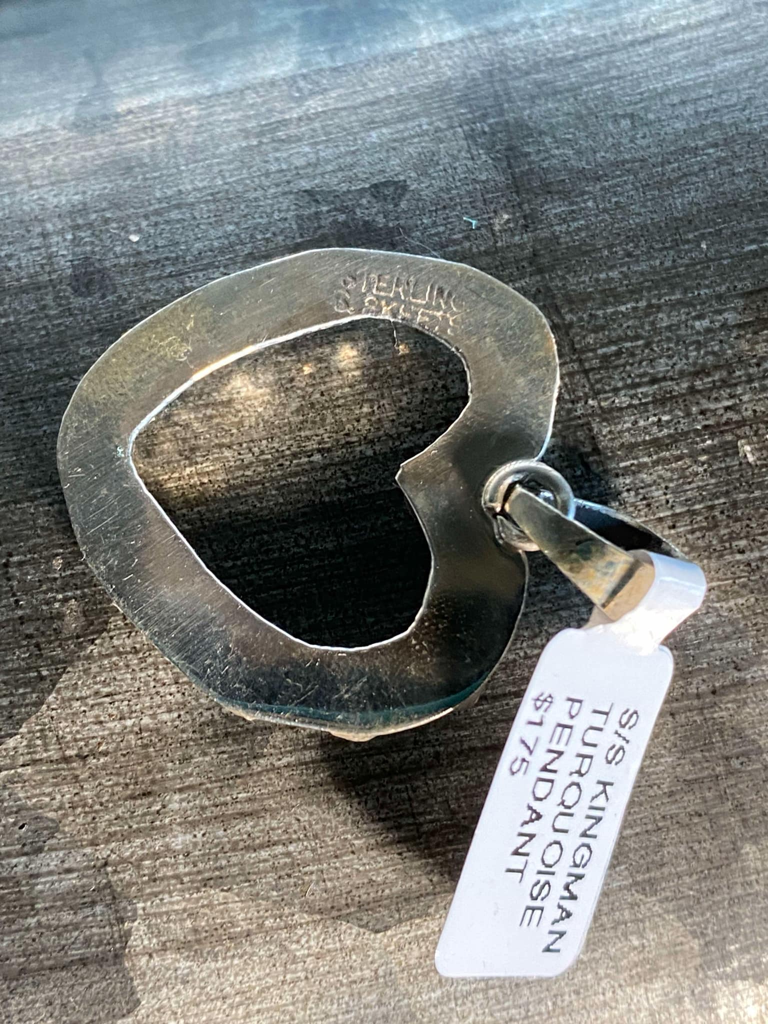 Navajo Scott Skeets Kingman Turquoise Heart Pendant