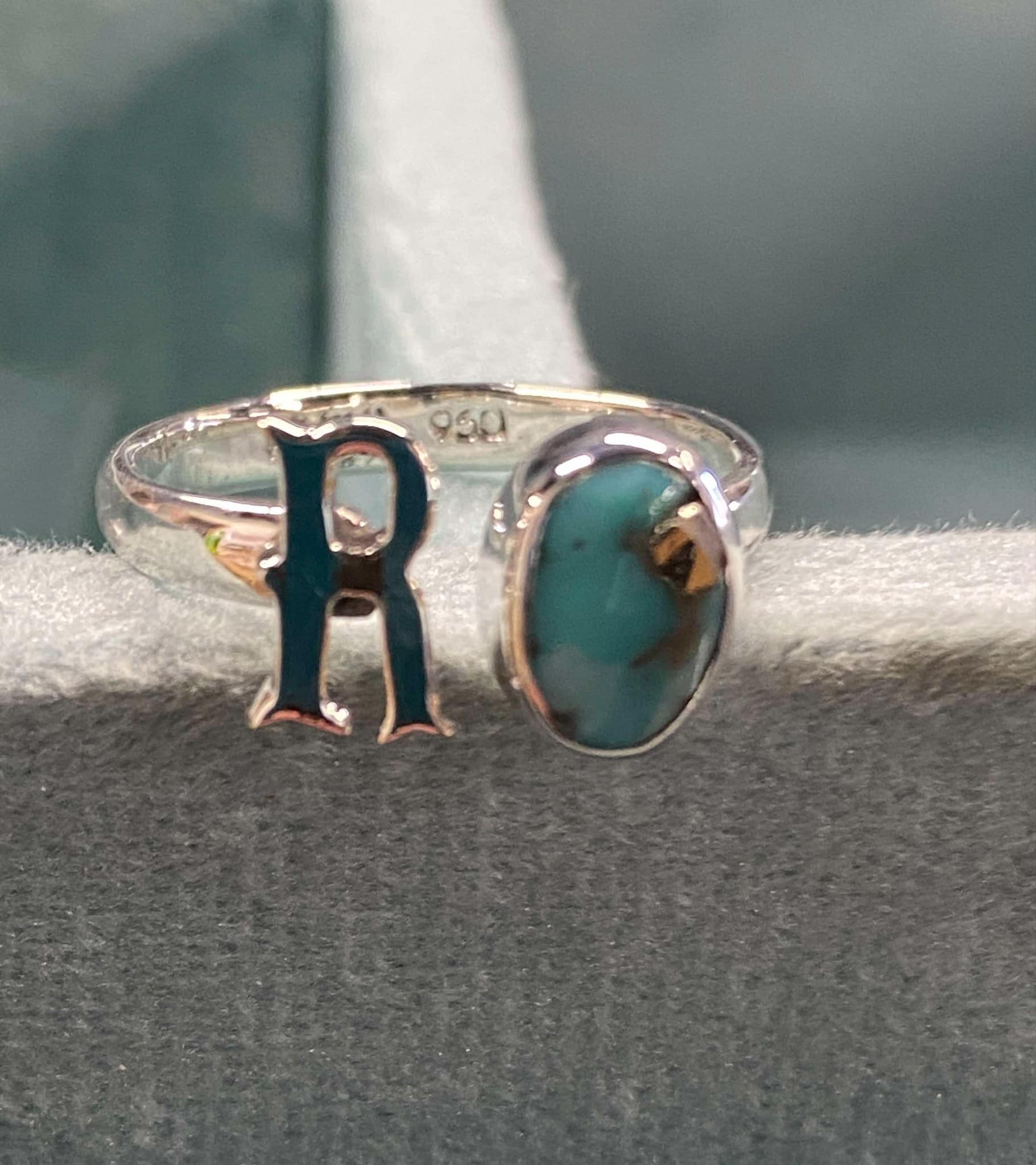 Handcrafted Sterling Silver & Turquoise Initial Rings