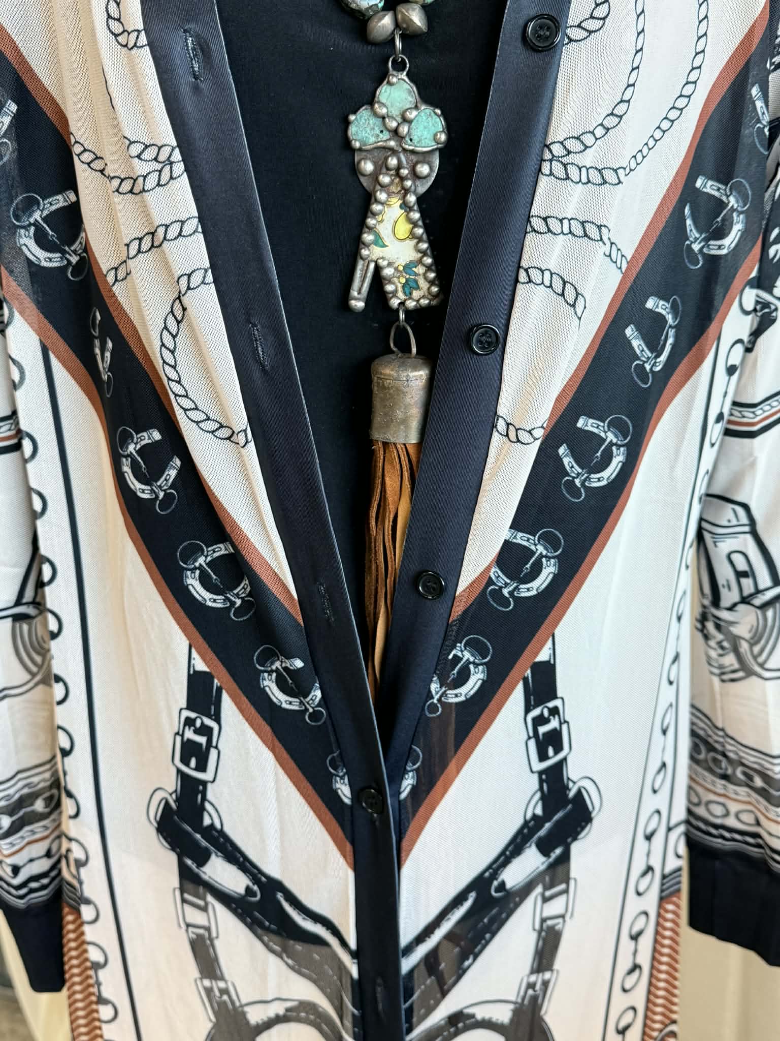 L&B Western Print Mesh Duster Cardigan – Long Cowgirl Graphic Duster