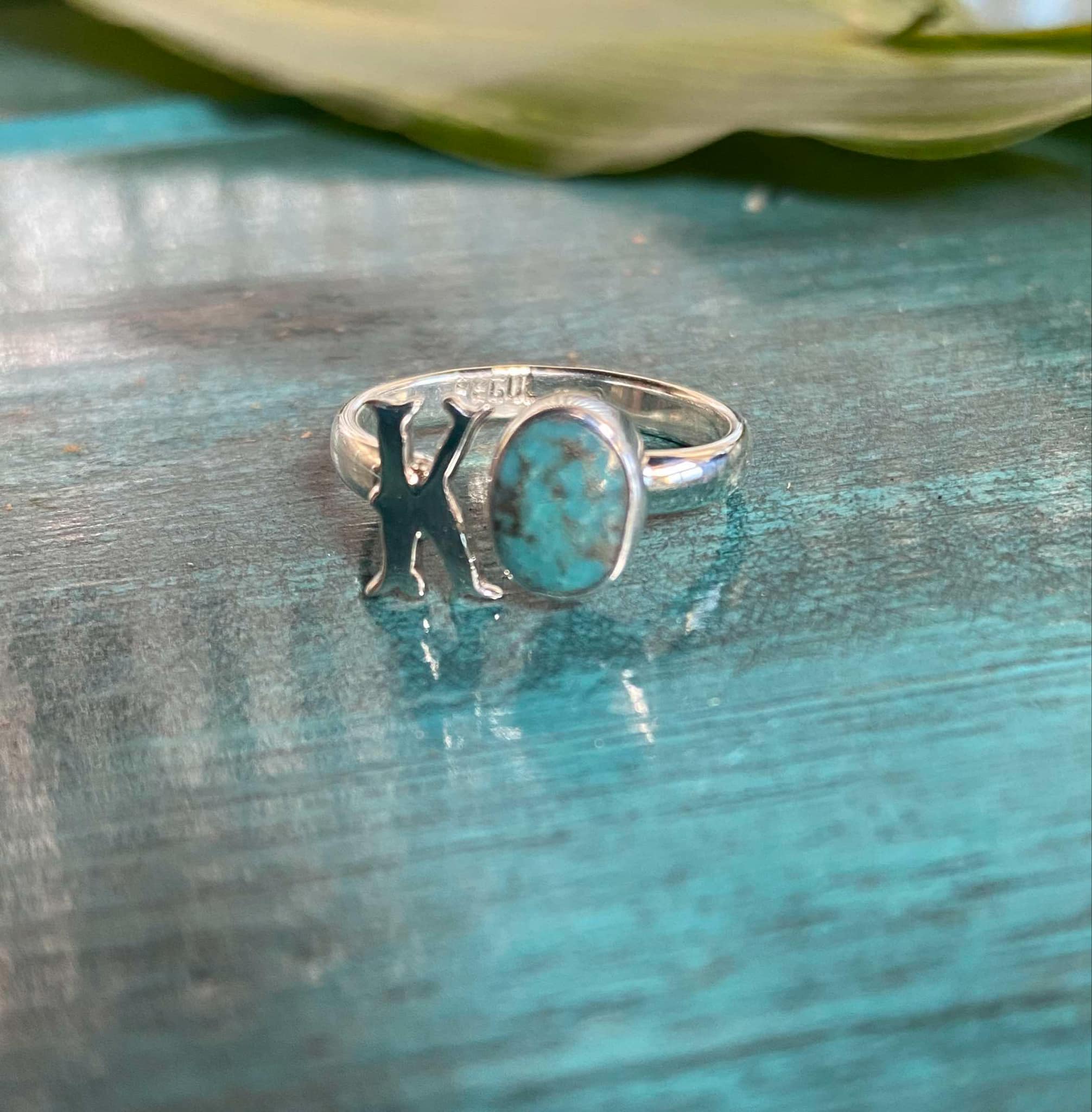 Handcrafted Sterling Silver & Turquoise Initial Rings