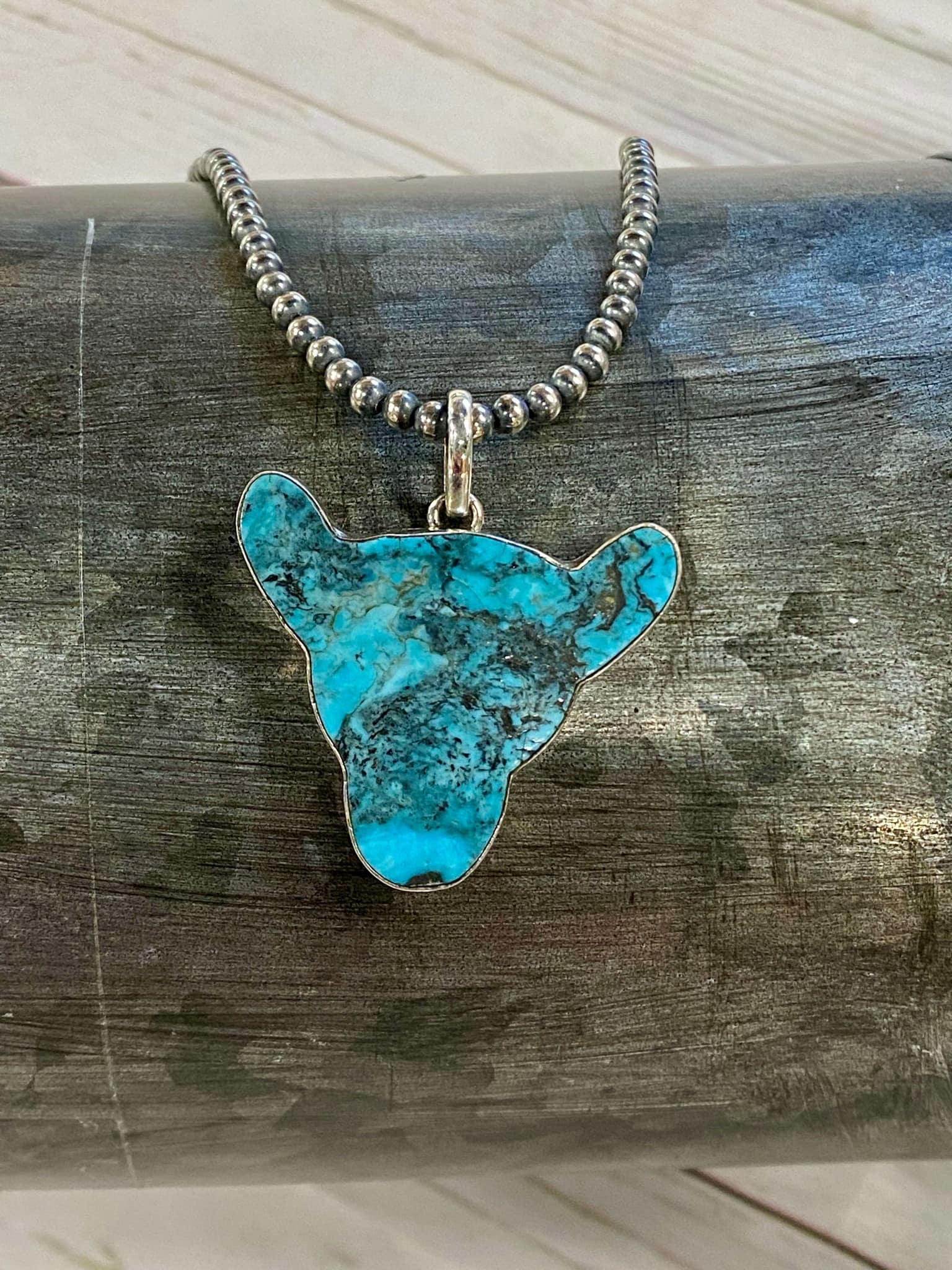 SALE- Kingman turquoise Bear Pendant