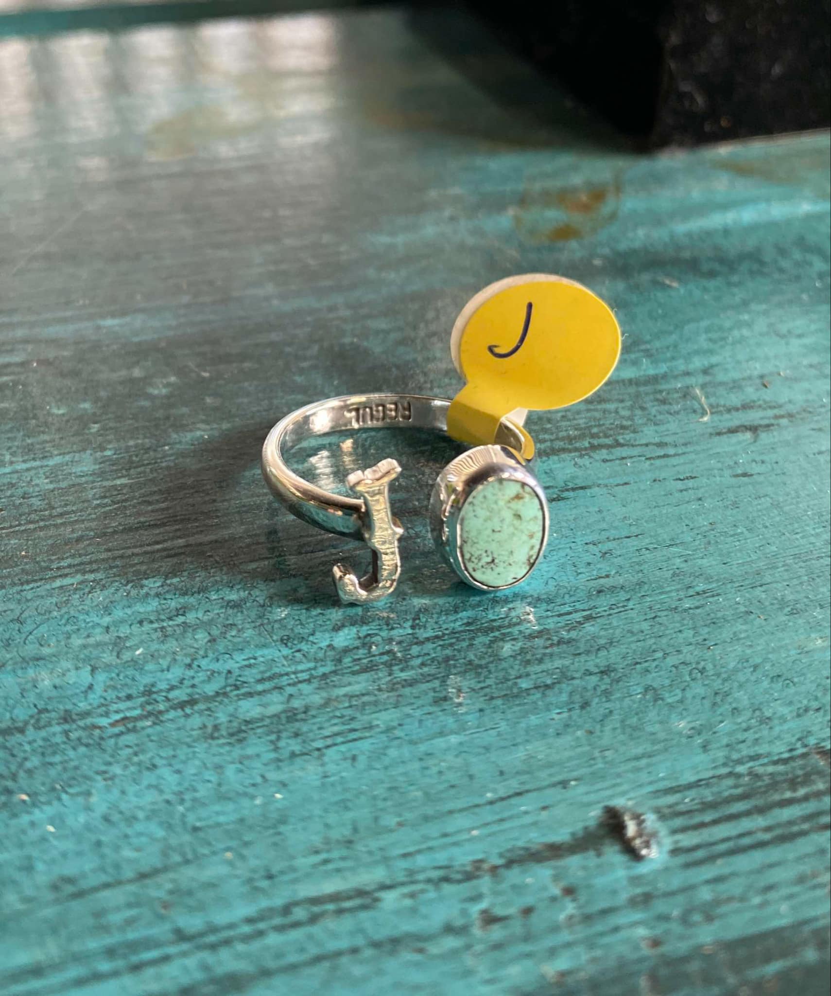Handcrafted Sterling Silver & Turquoise Initial Rings