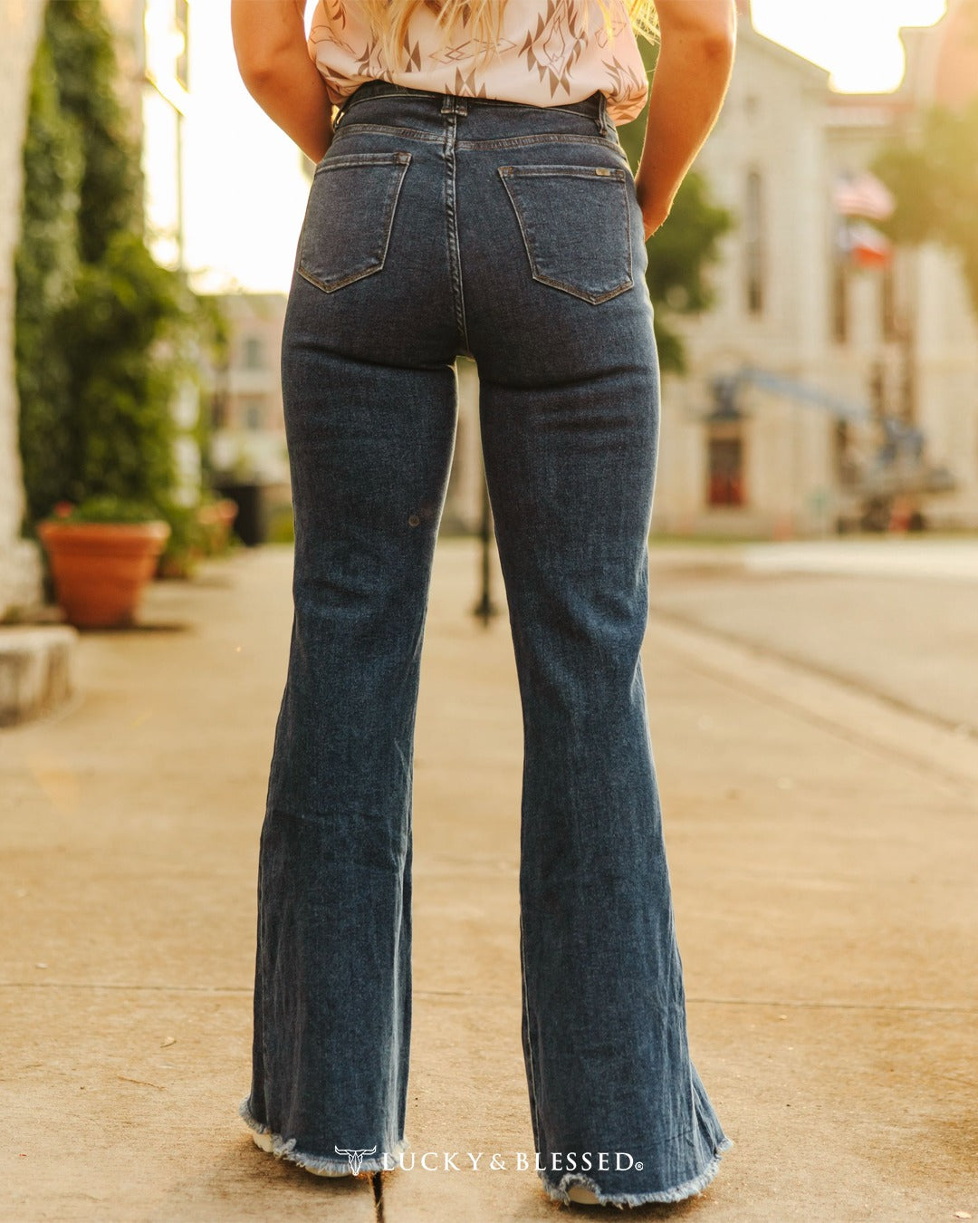 L&B Dark Wash Wide Leg Flare Jeans JE375-DW