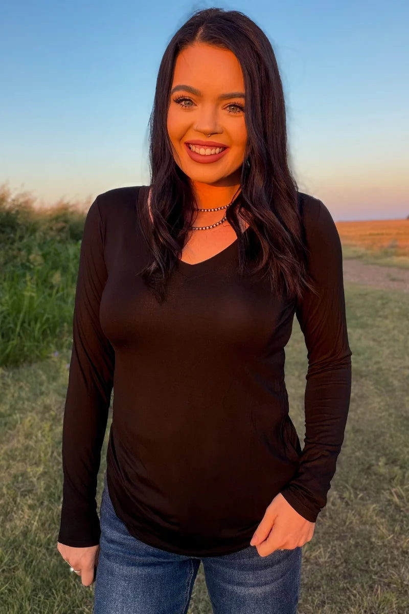 Simple Sterling Black Long Sleeve Top